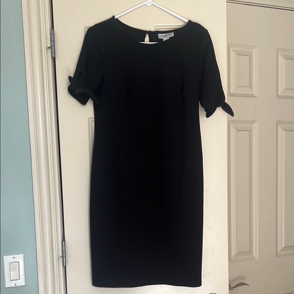 Maternity Black Sheath Mini Dress with Crew Neck